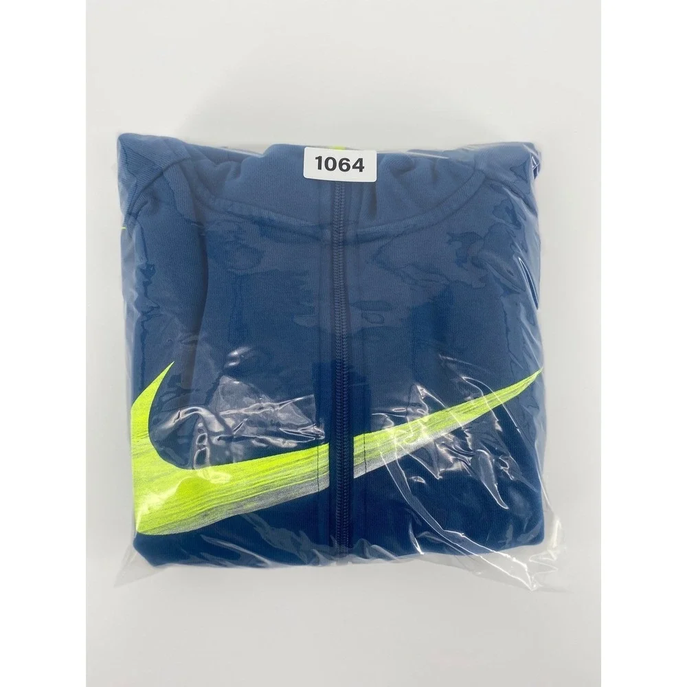 Nike Hoodie Mens Large Blue Full Zip Dri-FIT Volt Swoosh Logo Good Condition